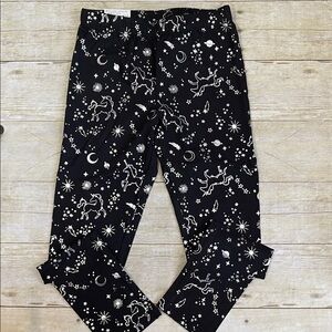 Sparky Unicorns in Space on Black Cotton Leggings NWT